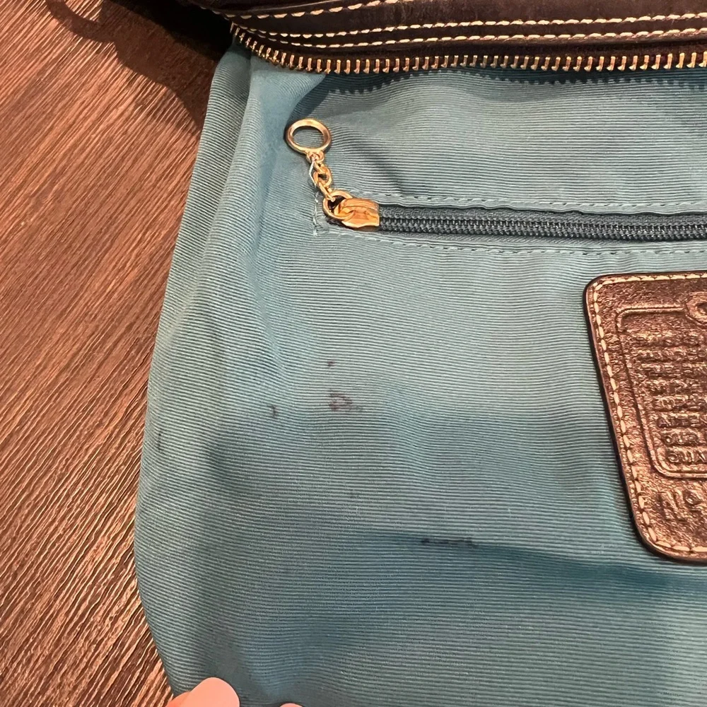 Y2K Coach Hampton Black Hobo Shoulder Bag with Teal Lining